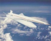 Model nového Concorde na zkušební raketě